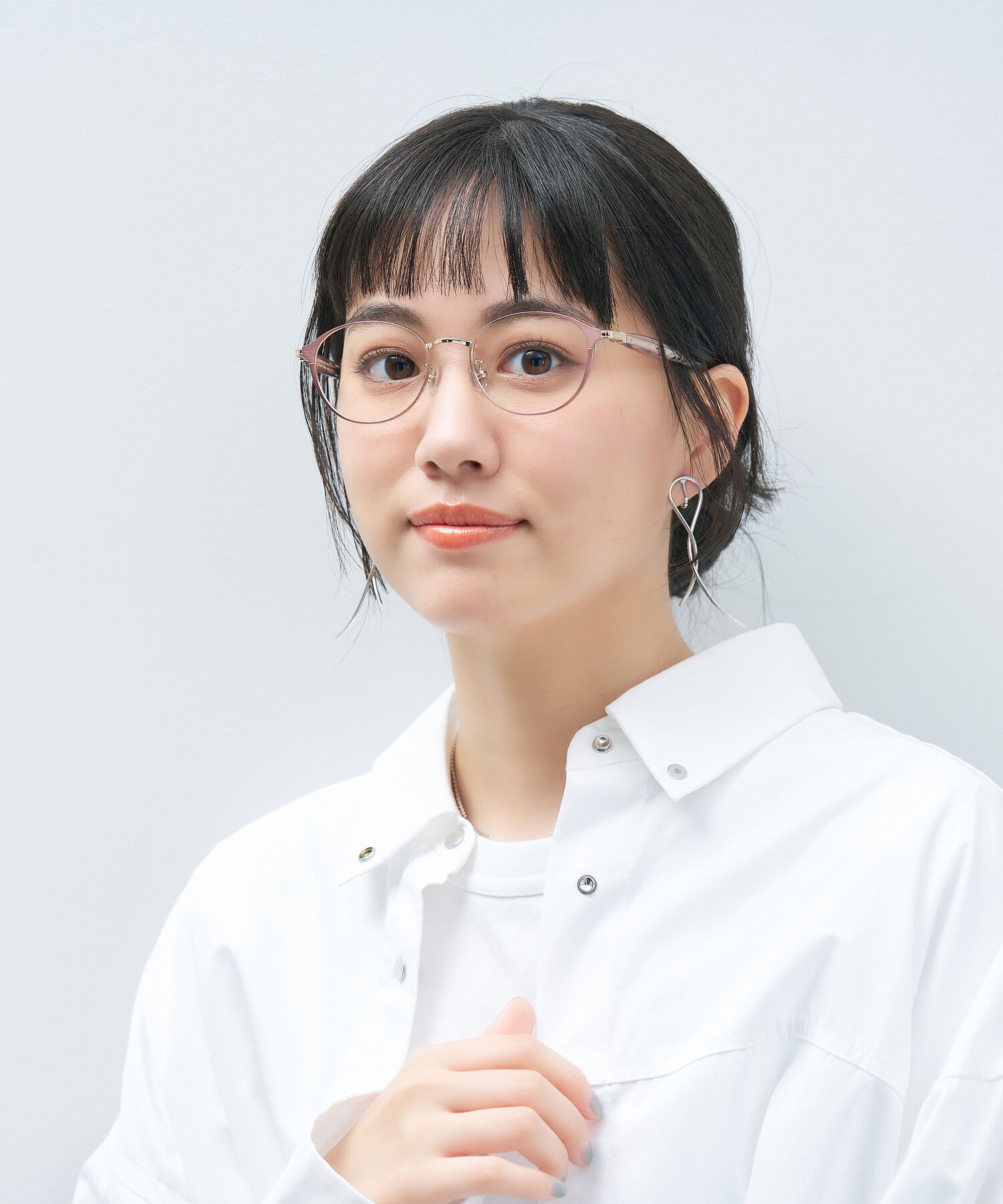  「オーバル型 メガネ｜上品で高級感のある 大人可愛いメガネ フェミニン レンズ交換券付き STANDARD MUSE」|メガネ|ピンク