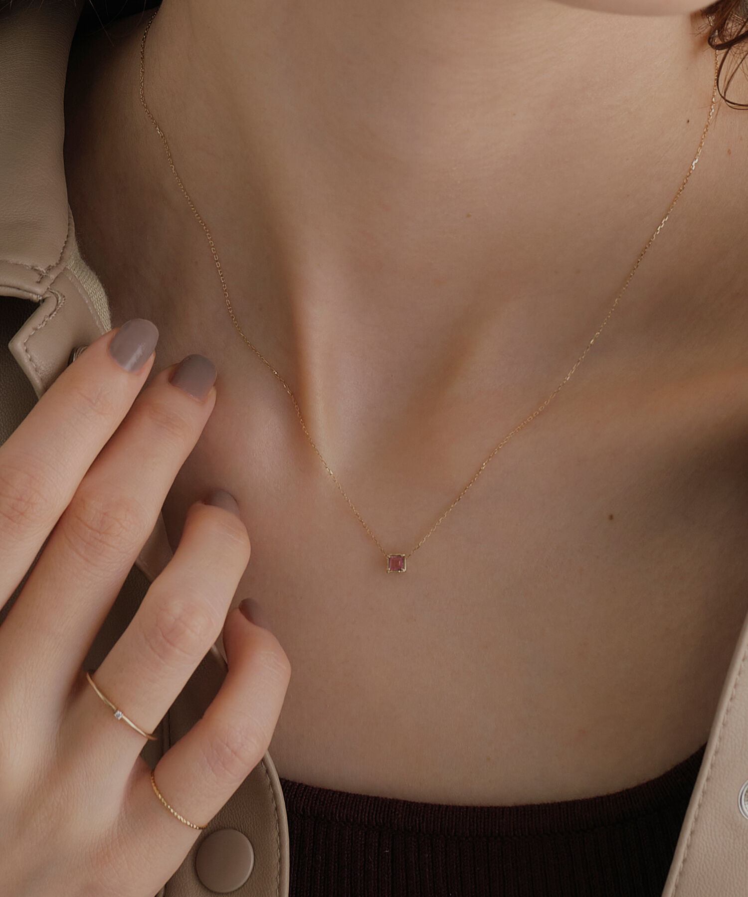 JUPITER「【シリーズ累計販売 4000点突破！】【K10】天然石ネックレス/10月誕生石/ピンクトルマリン」|ネックレス|