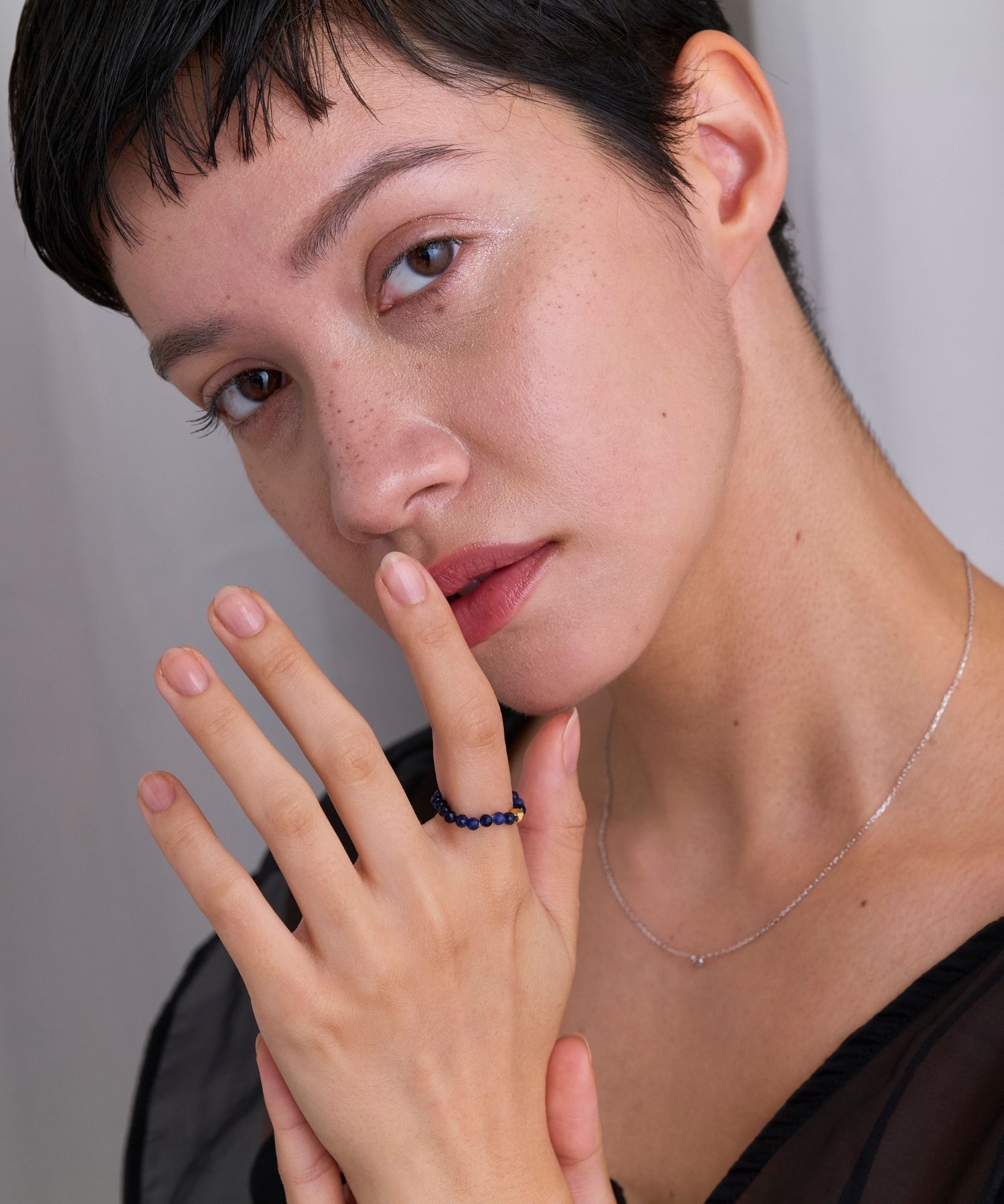 JUPITER「【SV】天然石ビーズリング/金属アレルギー対応　ソーダライト」|リング|