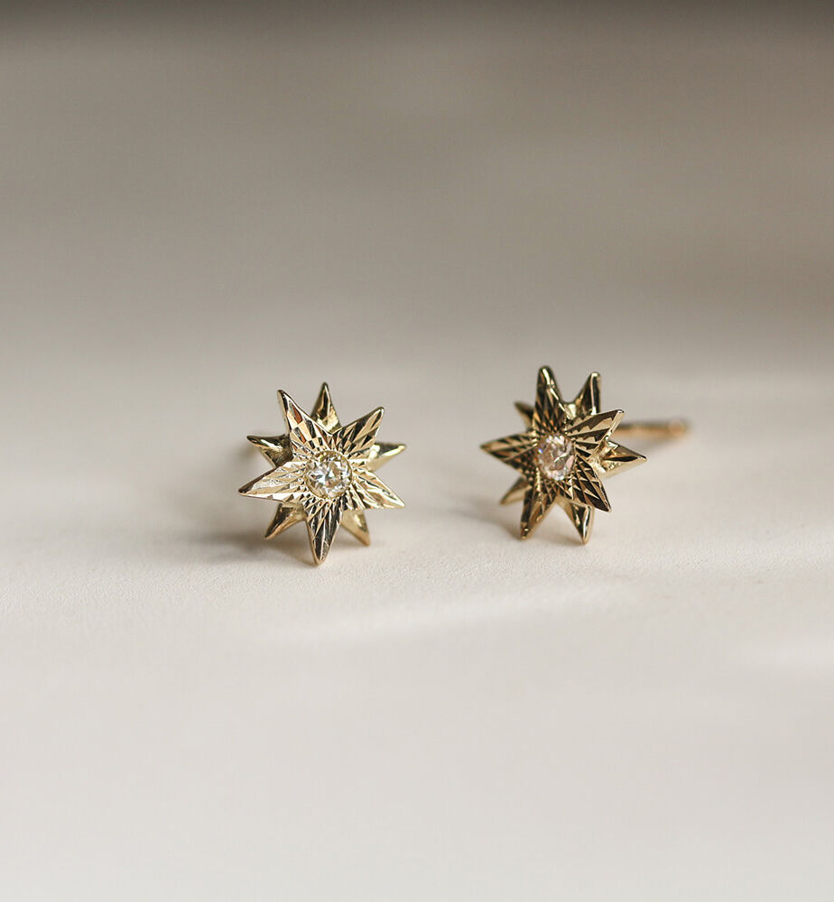  「ダイヤモンド スター ピアス | K10YG」|ピアス|