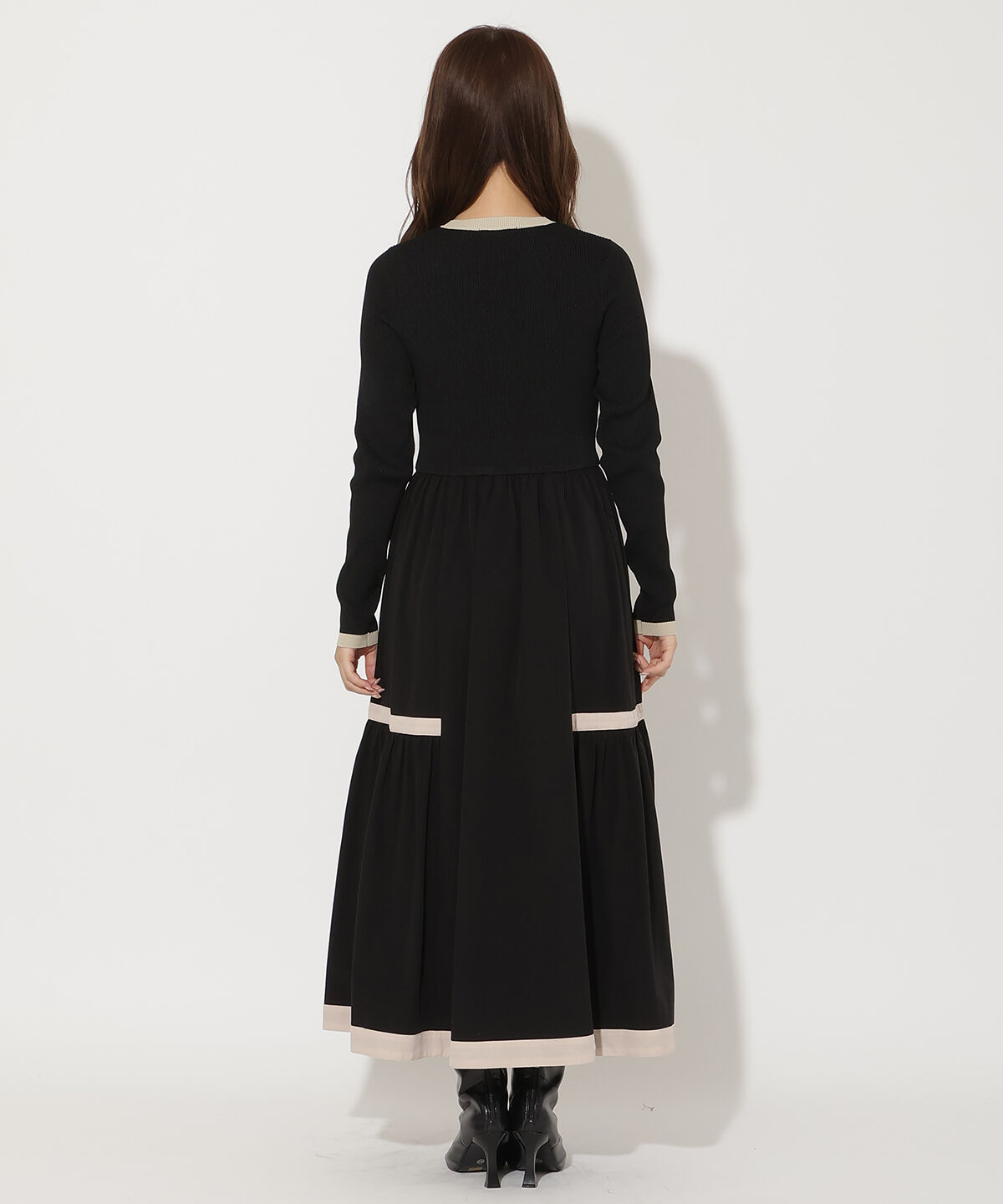 アンドクチュール「配色ニットドッキングワンピース」|ワンピース|