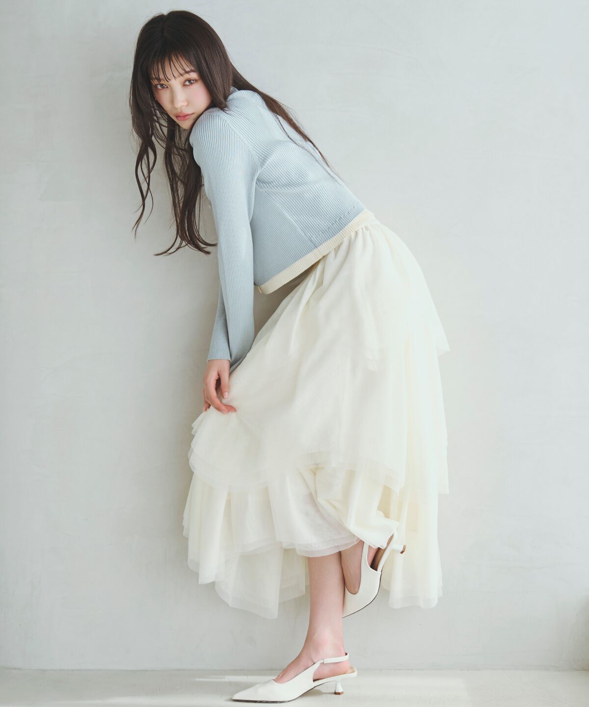 アンドクチュール「チュールティアードスカート」|フレア|