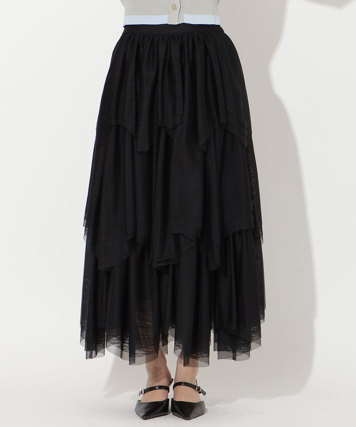 アンドクチュール「チュールティアードスカート」|フレア|