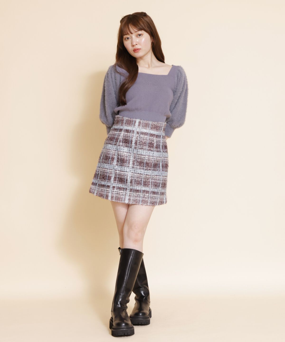 REDYAZEL「ファンシーチェックミニスカート」|台形|