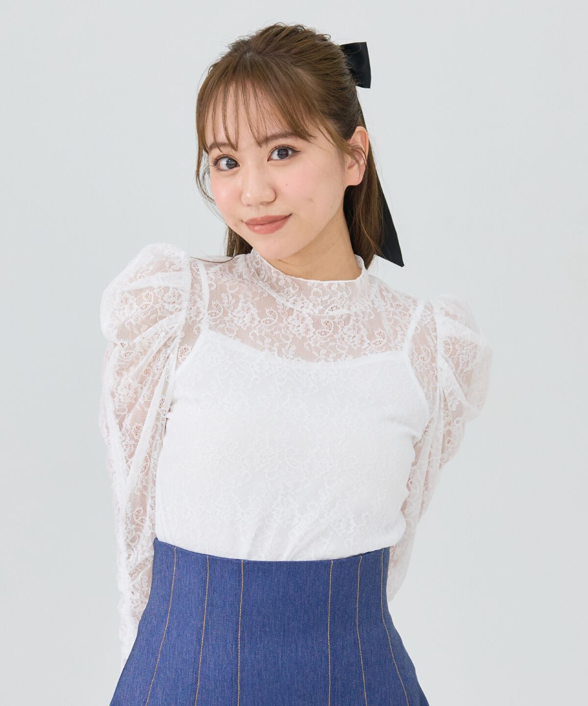 REDYAZEL「シャーリングスリーブレースブラウス」|Tシャツ・カットソー|