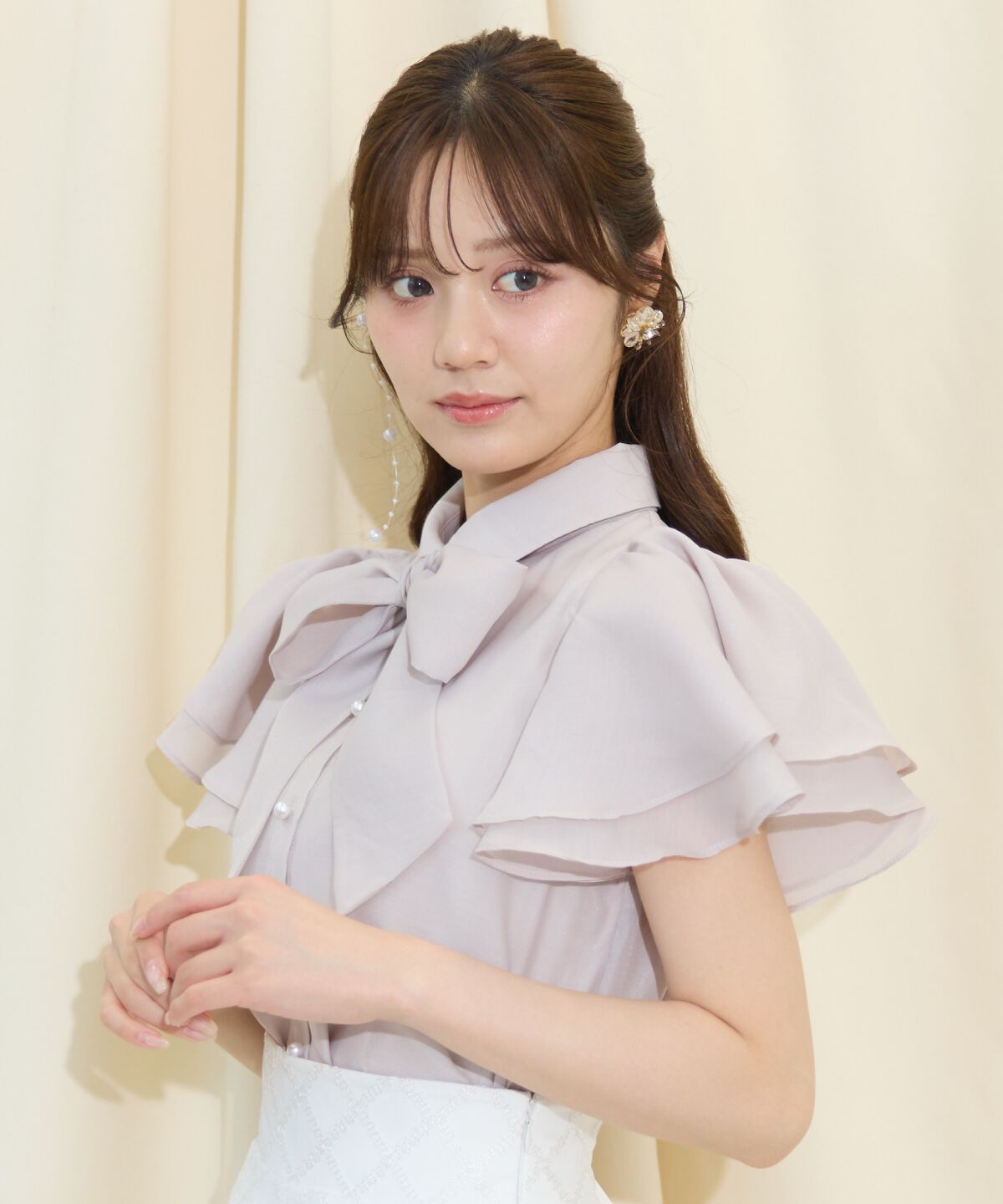 WILLSELECTION「フレアスリーブリボンタイブラウス」|シャツ・ブラウス|