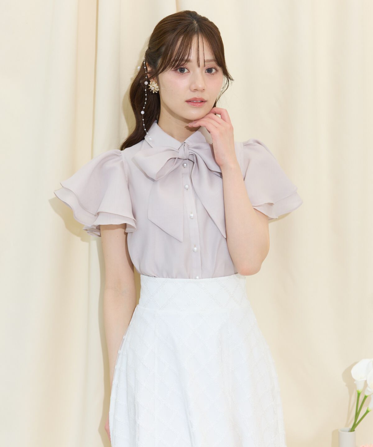 WILLSELECTION「フレアスリーブリボンタイブラウス」|シャツ・ブラウス|