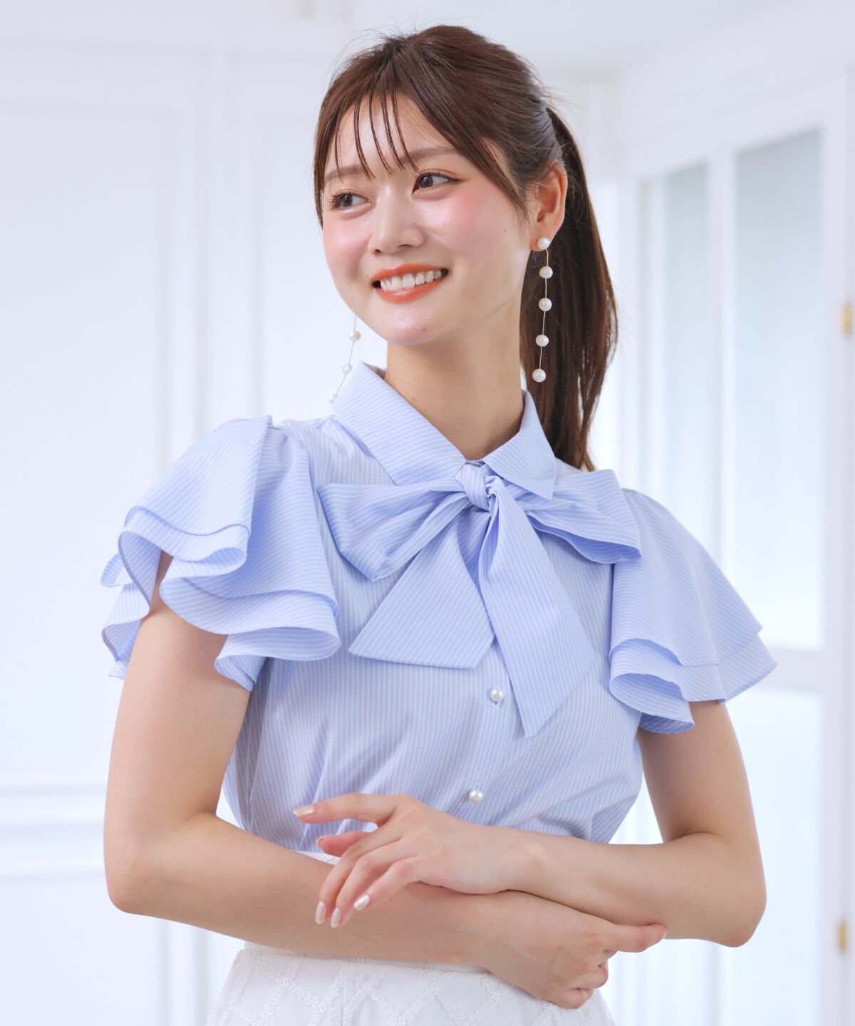 WILLSELECTION「フレアスリーブリボンタイブラウス」|シャツ・ブラウス|