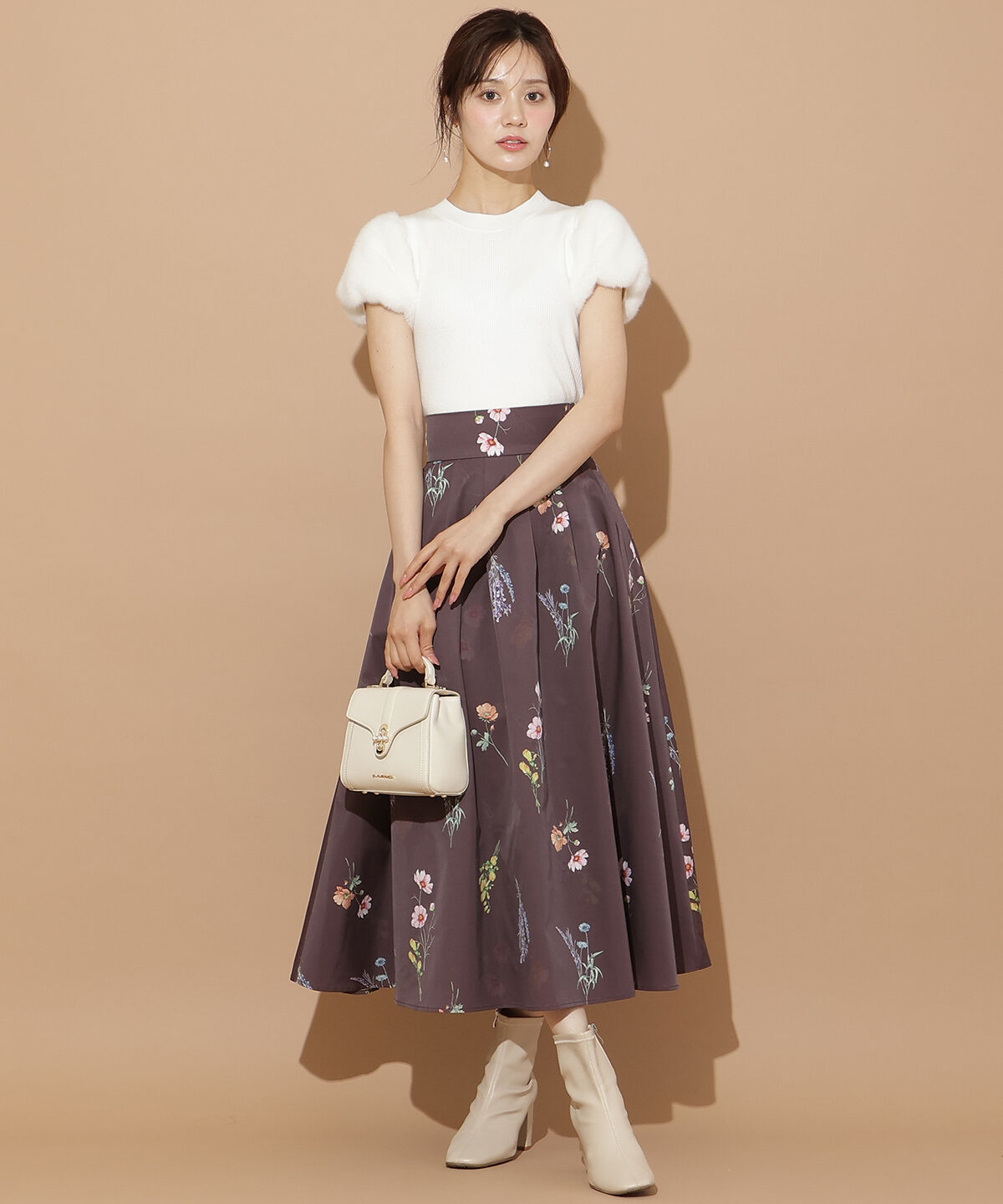 WILLSELECTION「オータムボタニカルフラワータックスカート」|フレア|
