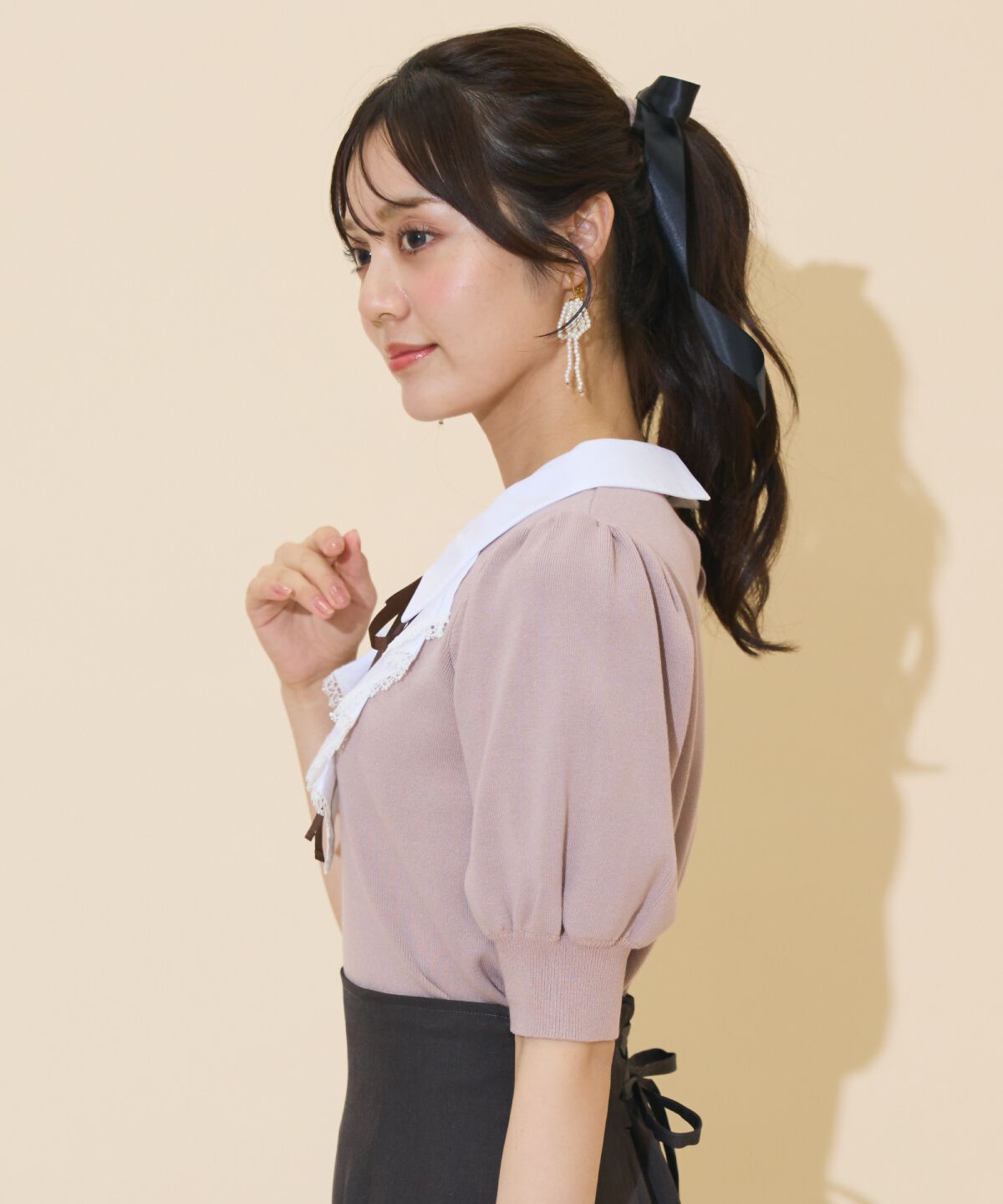 WILLSELECTION「レースラッフルプルオーバー」|ニット・セーター|