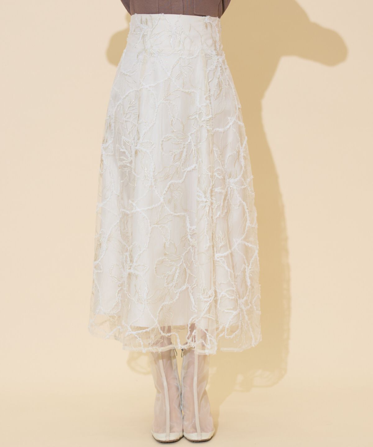 WILLSELECTION「ラメ刺繍チュールフレアスカート」|フレア|