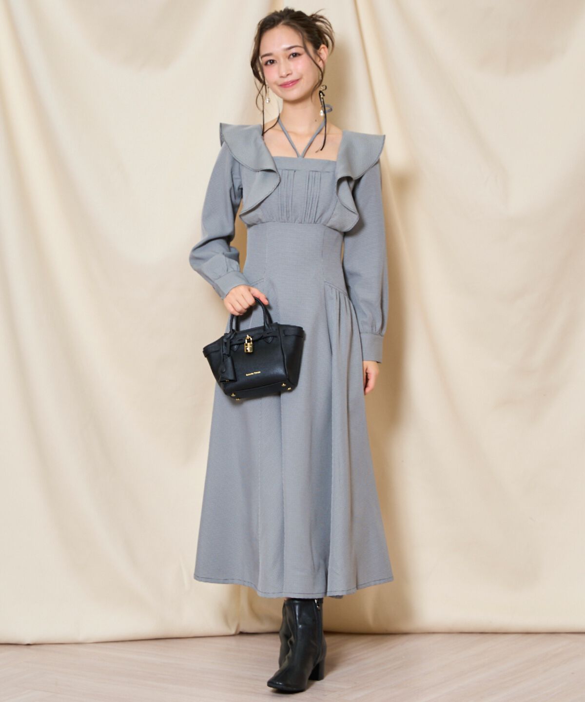 WILLSELECTION「ネックリボンギャザー切り替えワンピース」|ワンピース|