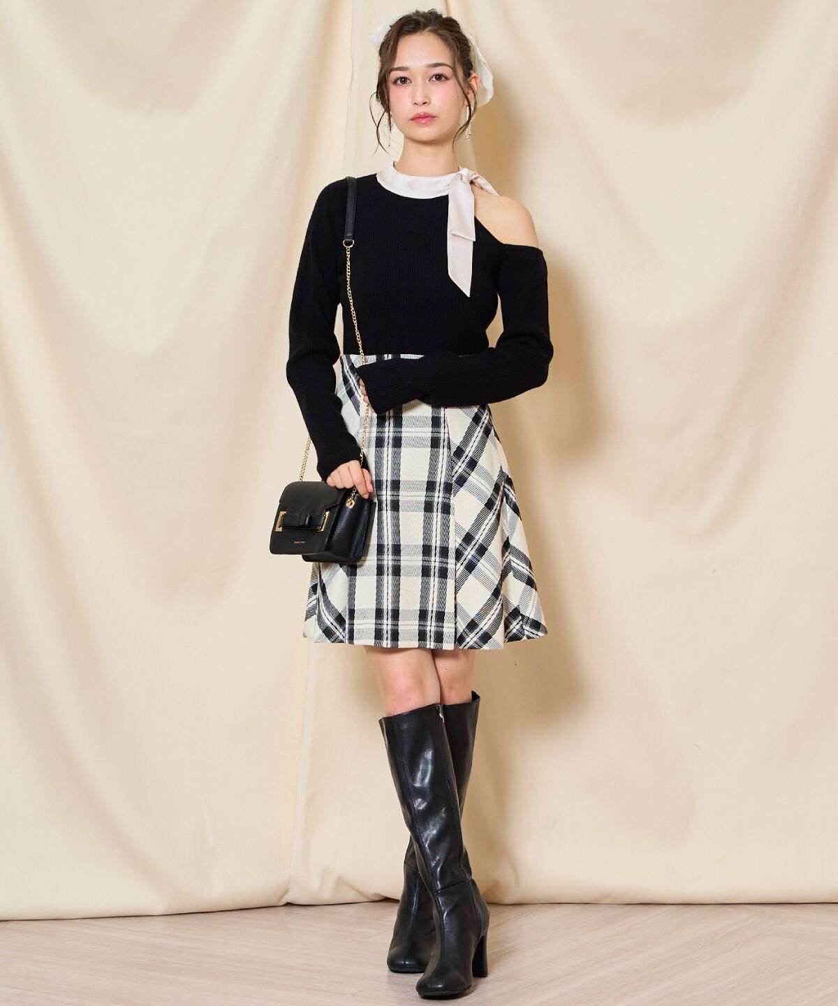 WILLSELECTION「ワンショルリボンタイリブニット」|ニット・セーター|