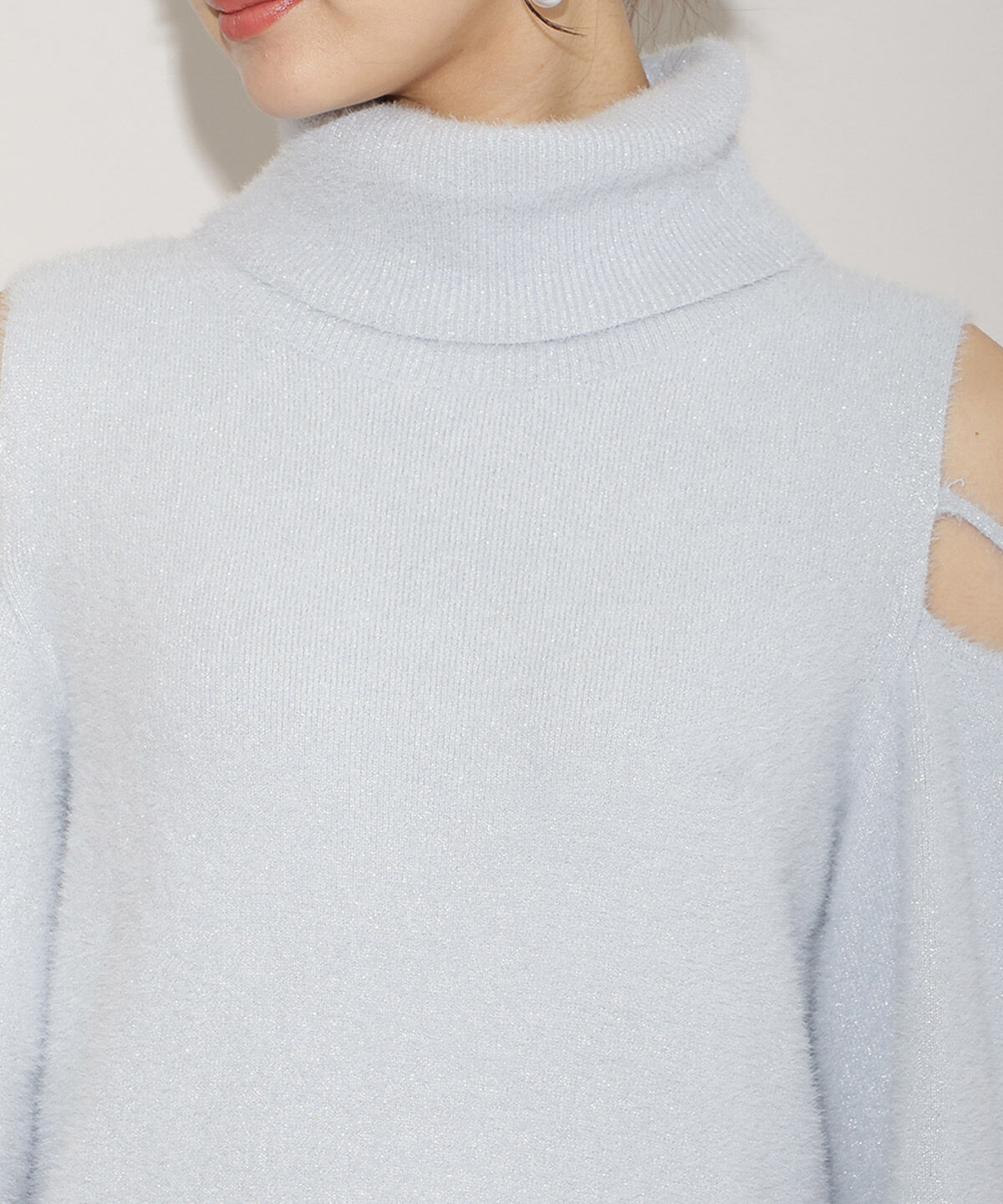 WILLSELECTION「オープンショルダーラメフェザーニットワンピース」|ワンピース|