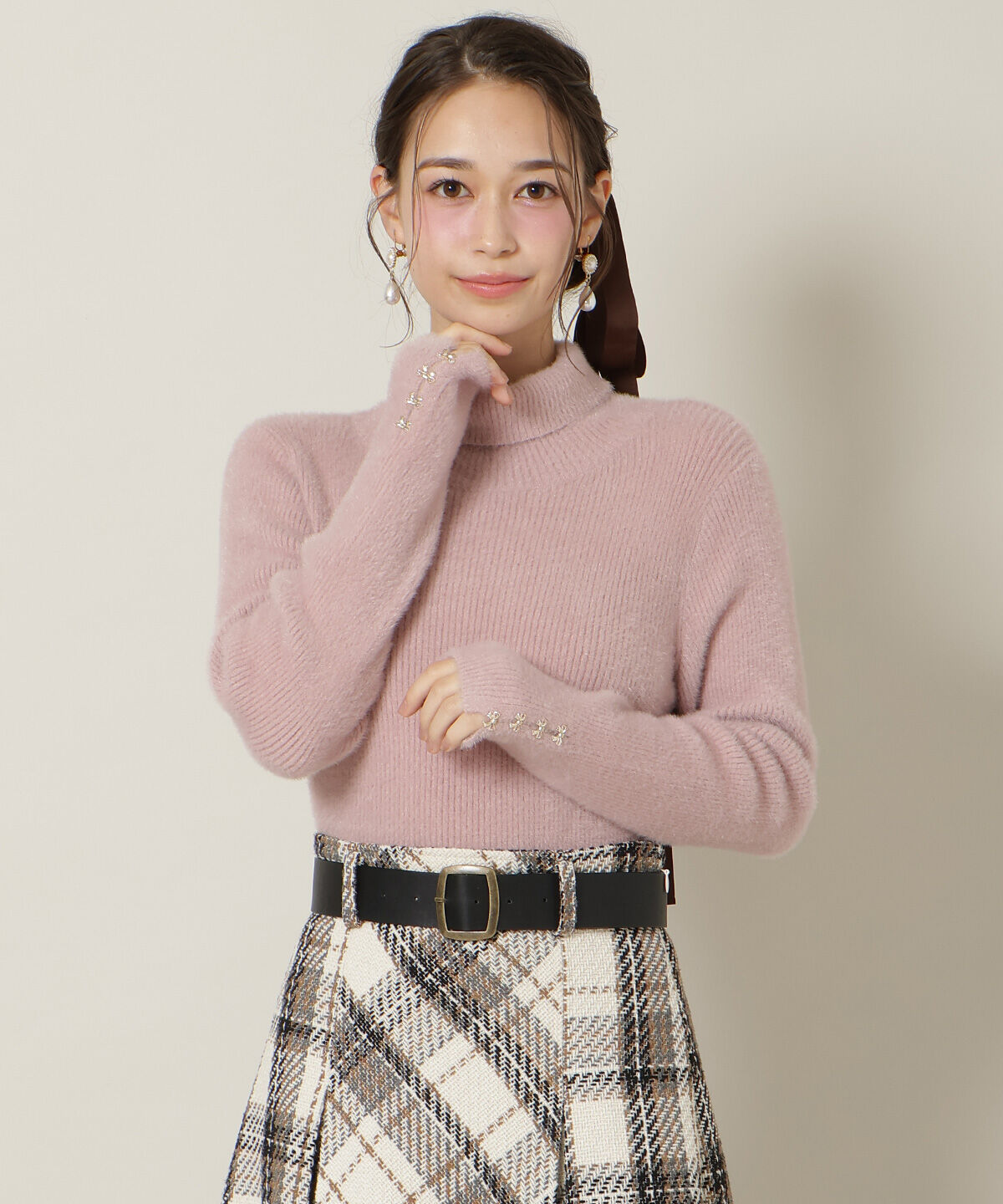 WILLSELECTION「FOXライクヤーンタートルネックプルオーバー」|ニット・セーター|ピンク