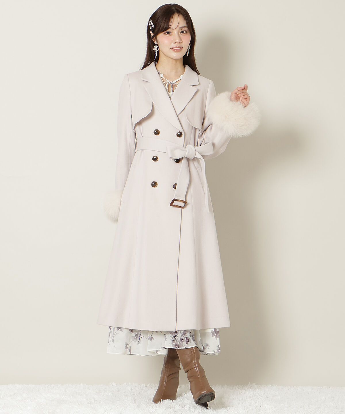 WILLSELECTION「リアルファー付きウールフレアコート」|その他|