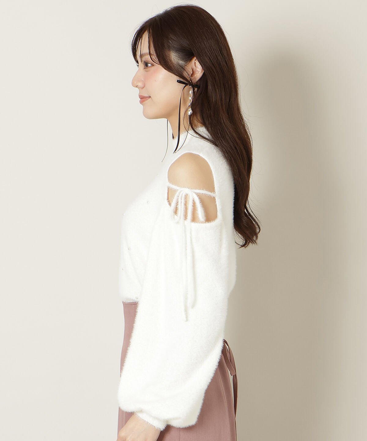 WILLSELECTION「パールビジューフェザーニットトップス」|ニット・セーター|