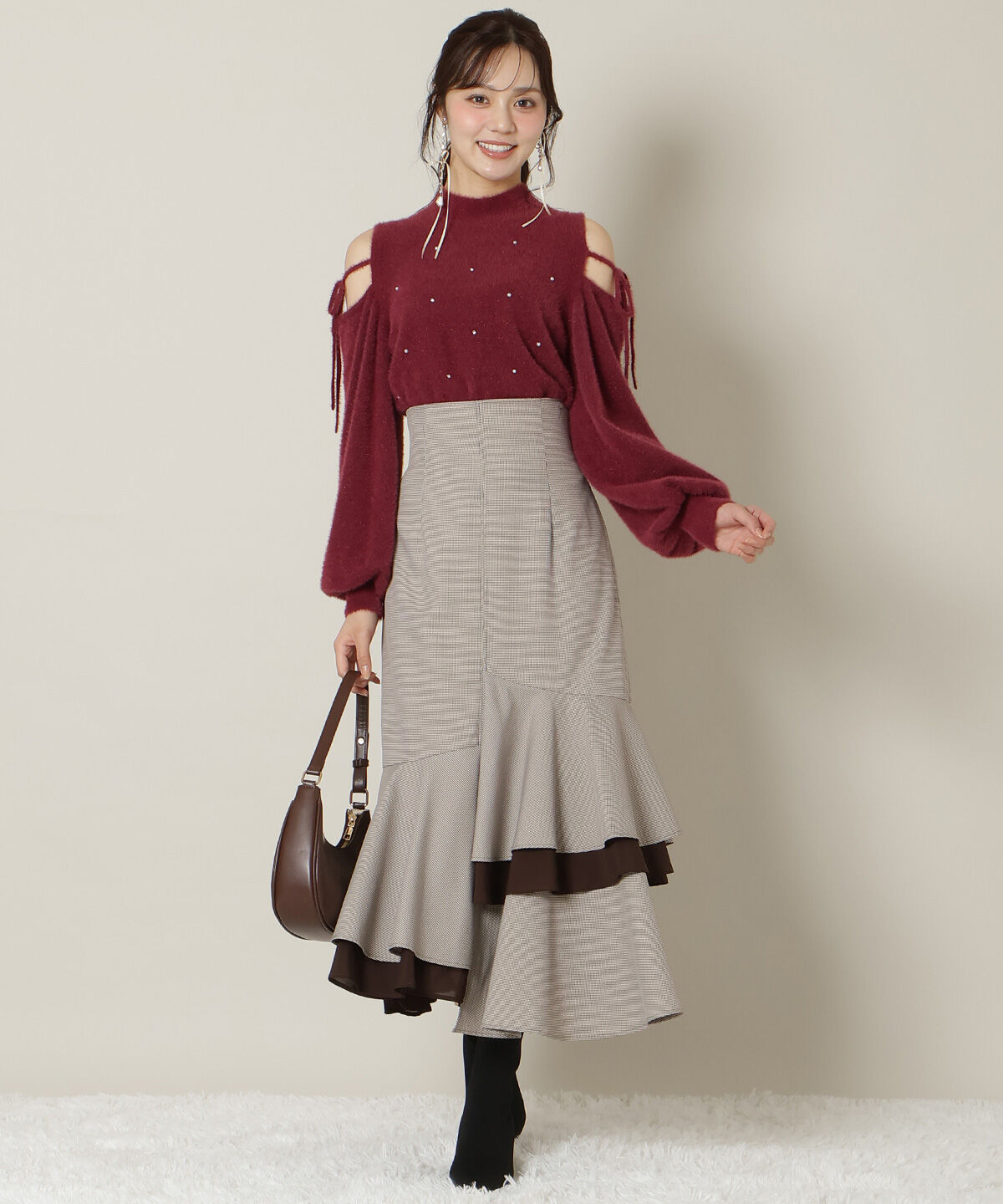 WILLSELECTION「パールビジューフェザーニットトップス」|ニット・セーター|