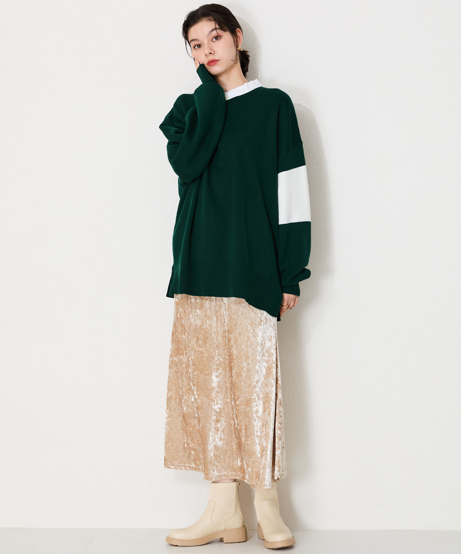 WA Oriental TRaffic「リブ ニット バックジップ ブーツ /42407 ショートブーツ 厚手クッション」|ショートブーツ|