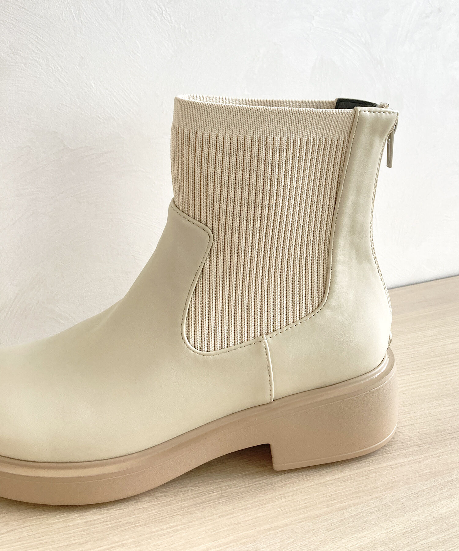 WA Oriental TRaffic「リブ ニット バックジップ ブーツ /42407 ショートブーツ 厚手クッション」|ショートブーツ|