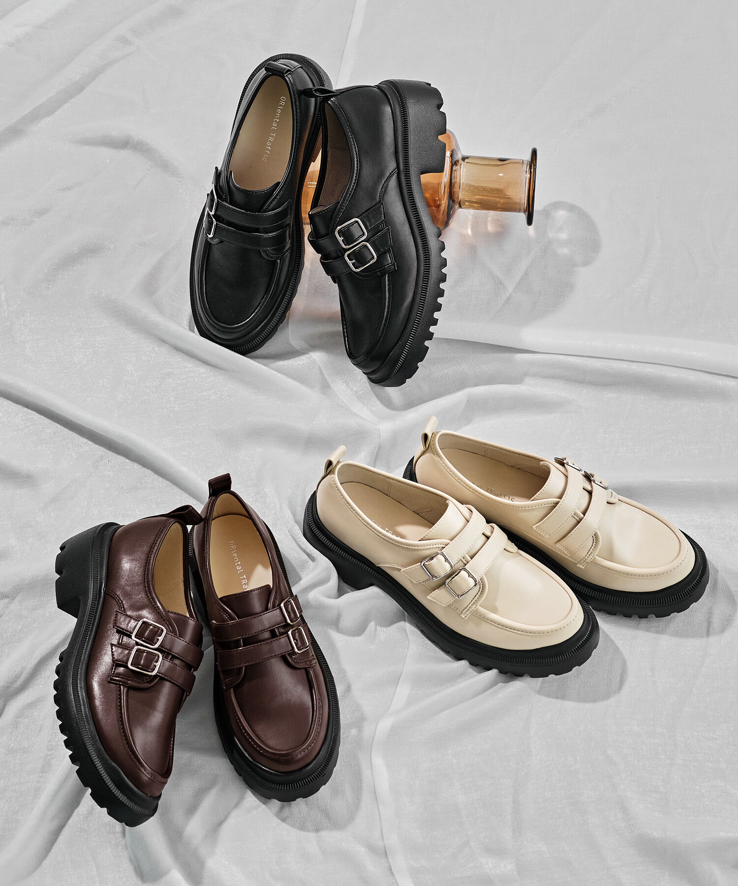 ORiental TRaffic「ダブルベルト厚底シューズ/51313」|スニーカー|BEIGE