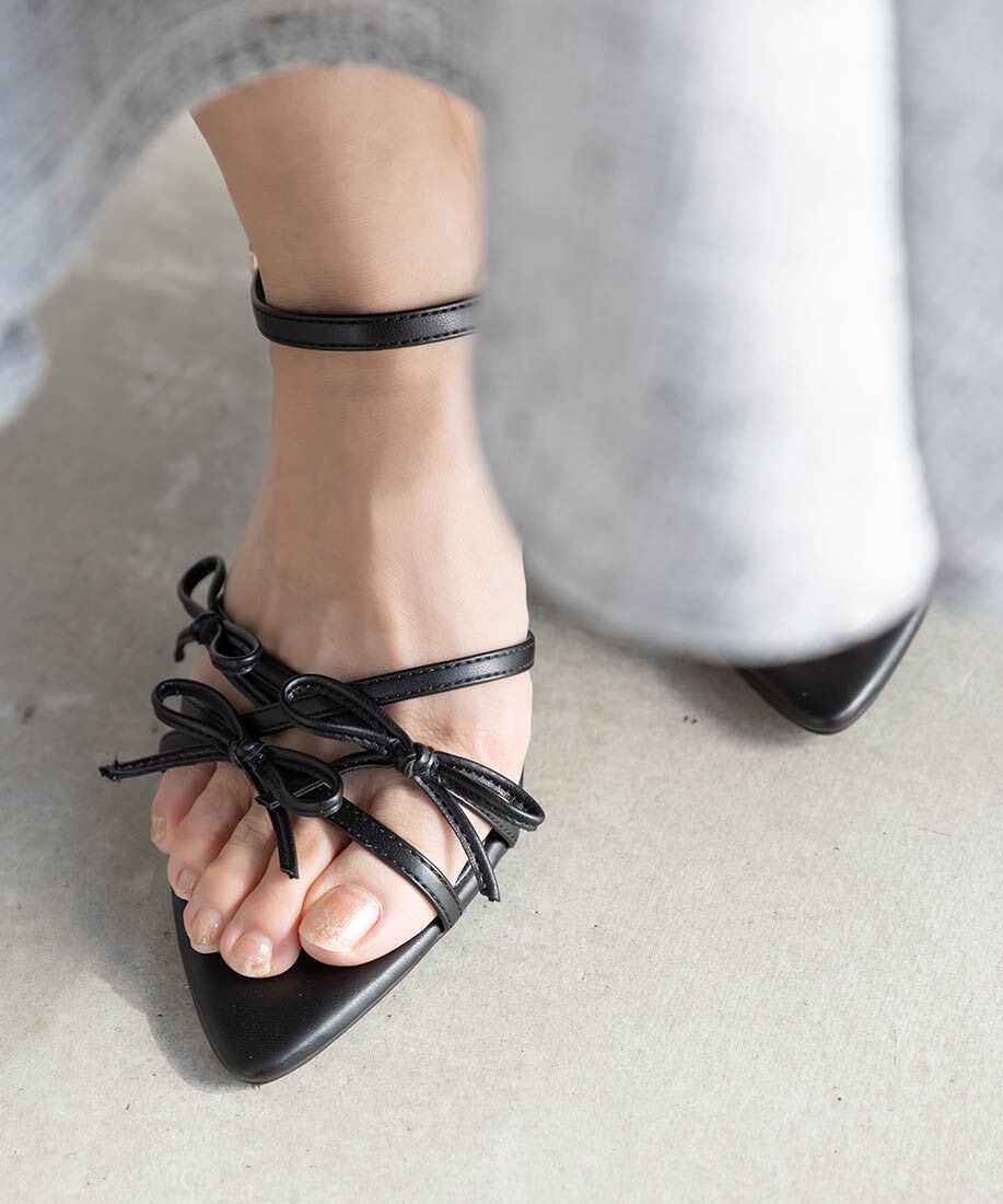  「ミニリボンナローストラップサンダル」|サンダル|