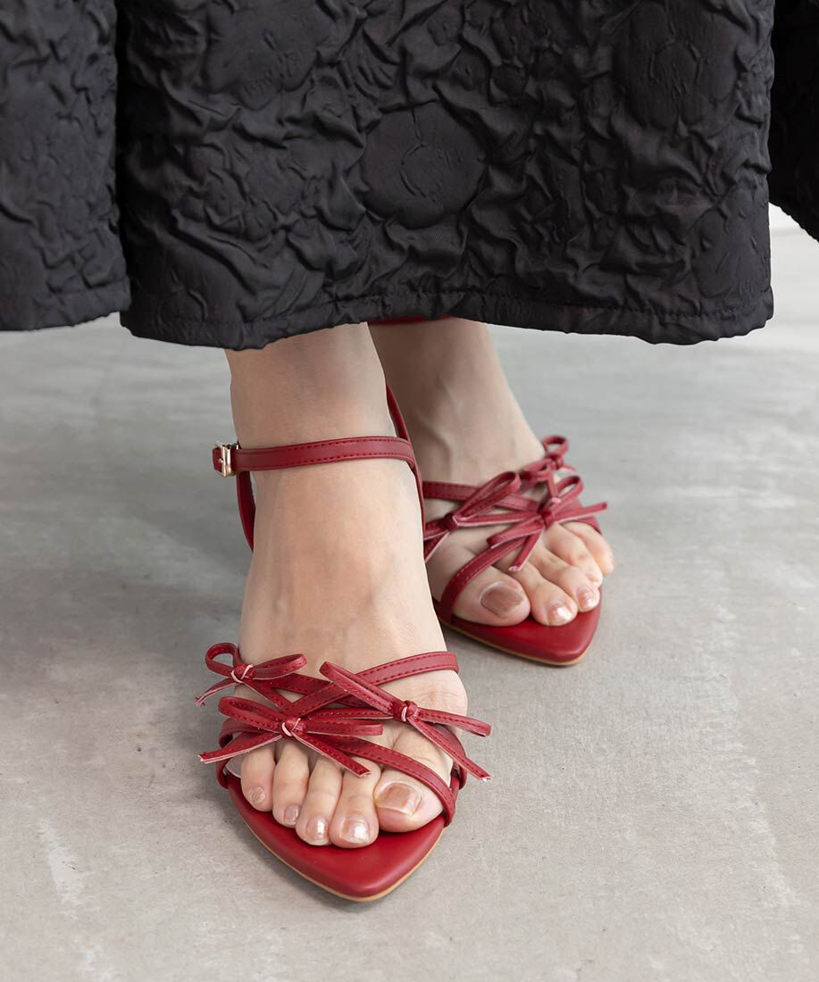  「ミニリボンナローストラップサンダル」|サンダル|