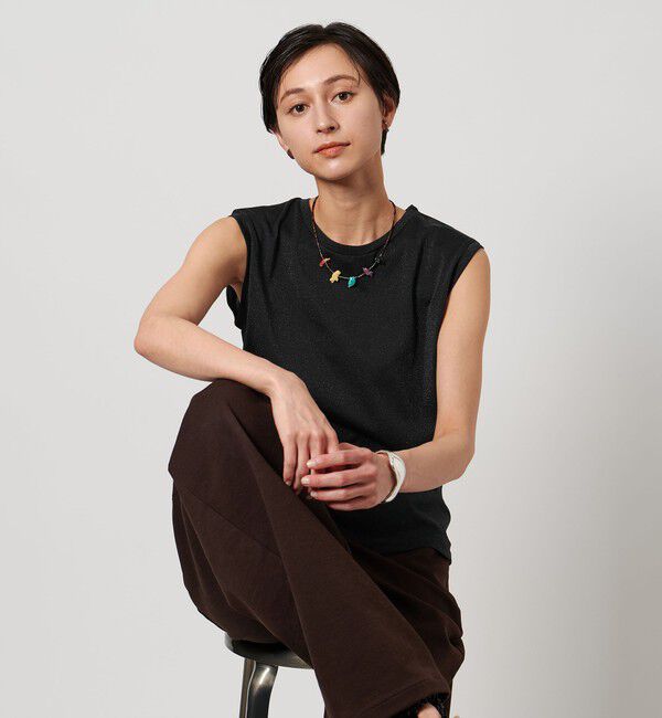 UNITED ARROWS「ラメ ノースリーブ カットソー」|Tシャツ・カットソー|
