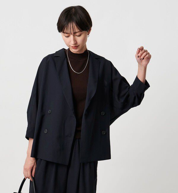 UNITED ARROWS「シアー ドルマン ブラウス ジャケット ウォッシャブル」|テーラードジャケット|NAVY