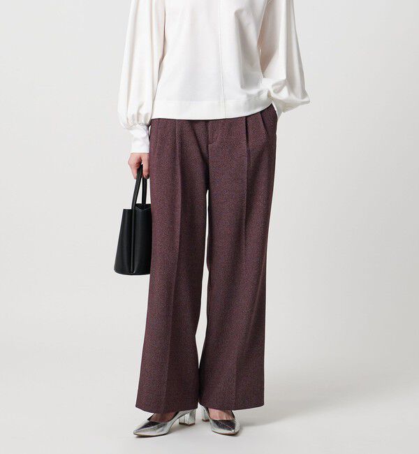 UNITED ARROWS「2タック メランジ ワイド パンツ ‐ウォッシャブル‐」|スラックス|WINE