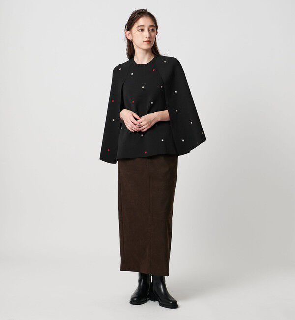 UNITED ARROWS「エンブロイダリー フラワー ケープニット ‐ウォッシャブル‐」|ニット・セーター|