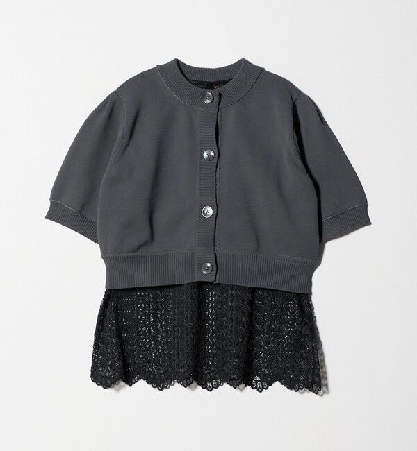 UNITED ARROWS「レース レイヤード カーディガン‐ウォッシャブル‐」|ニット・セーター|