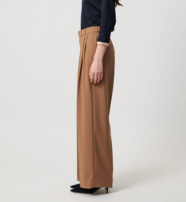 UNITED ARROWS「2タック ワイドパンツ‐UVカット 接触冷感 吸水速乾 帯電防止 ウォッシャブル‐」|チノ|