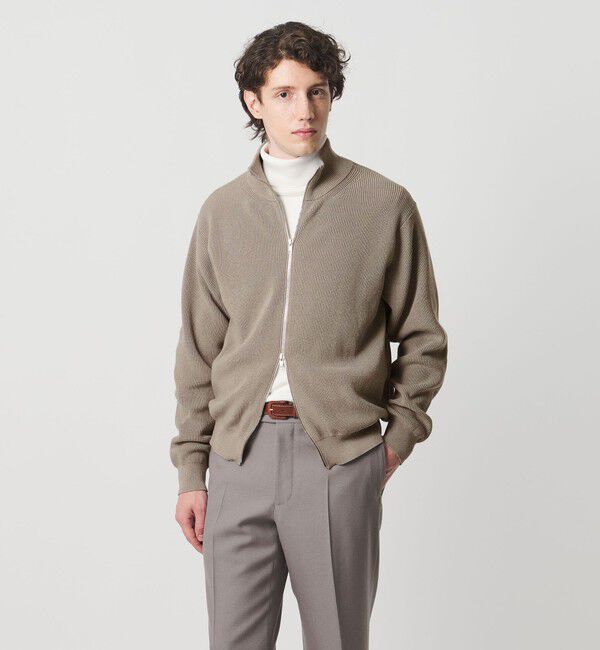 UNITED ARROWS「ジップアップ ドライバーズニット」|カーディガン|NATURAL