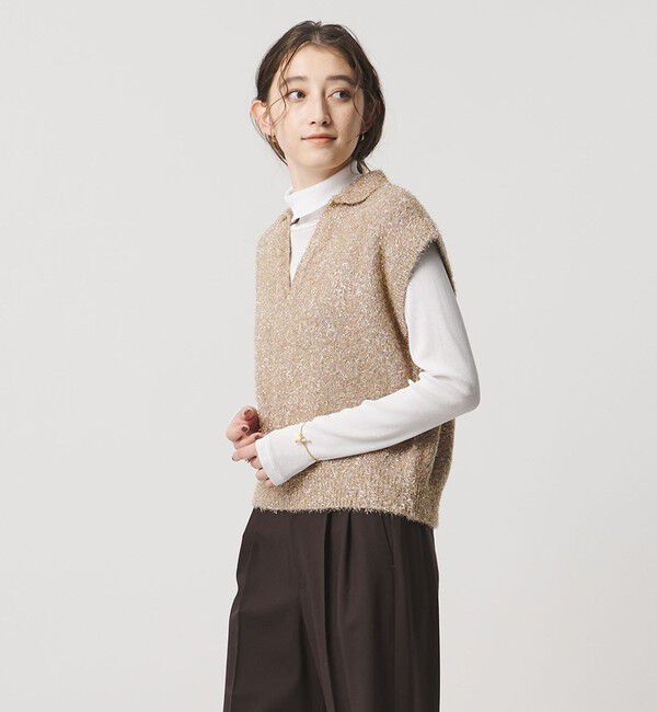 UNITED ARROWS「グリッター スキッパーポロ ベスト」|ニット・セーター|