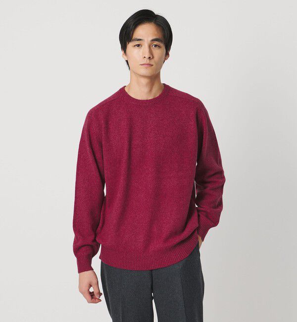 UNITED ARROWS「ウール カシミヤ ミドルゲージ クルーネック ニット」|ニット・セーター|PINK