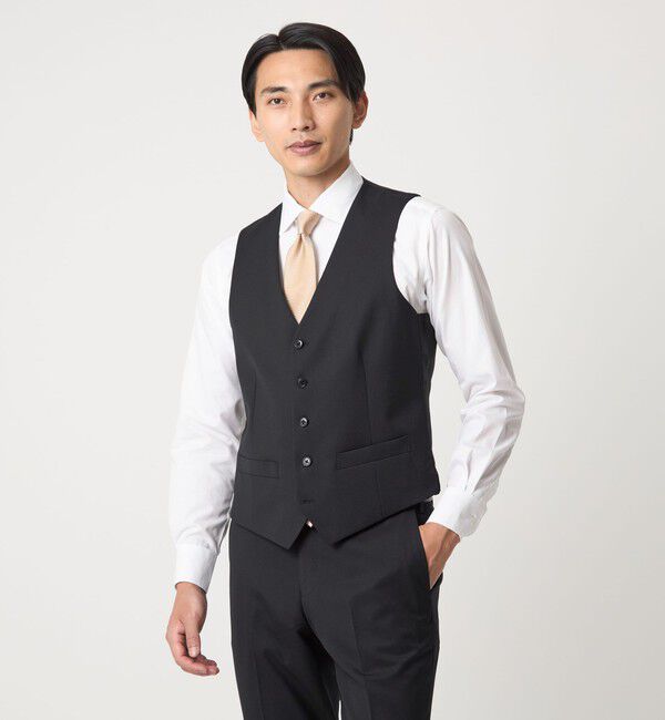 UNITED ARROWS green label relaxing「A+ TWPU サージ スリム 5B セットアップベスト -ウォッシャブル-」|スーツ|BLACK