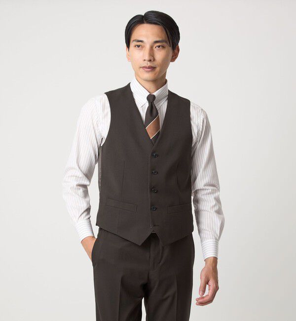 UNITED ARROWS green label relaxing「A+ TWPU サージ スリム 5B セットアップベスト -ウォッシャブル-」|スーツ|DK.BROWN