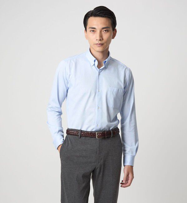 UNITED ARROWS green label relaxing「エブリット TC ジャージー スナップ ボタンダウン シャツ -イージーアイロン・吸水速乾・抗菌-」|シャツ・ブラウス|LT.BLUE