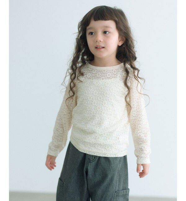 UNITED ARROWS green label relaxing「花柄 ジャガードトップス / キッズ  100cm-160cm」|Tシャツ・カットソー|OFF WHITE