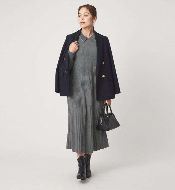 UNITED ARROWS green label relaxing「フィット＆フレア 襟付き ニット ワンピース」|ワンピース|