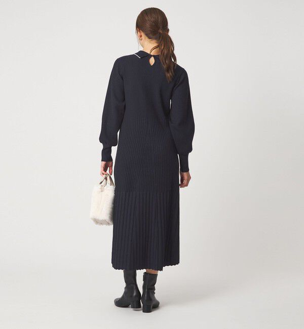 UNITED ARROWS green label relaxing「フィット＆フレア 襟付き ニット ワンピース」|ワンピース|