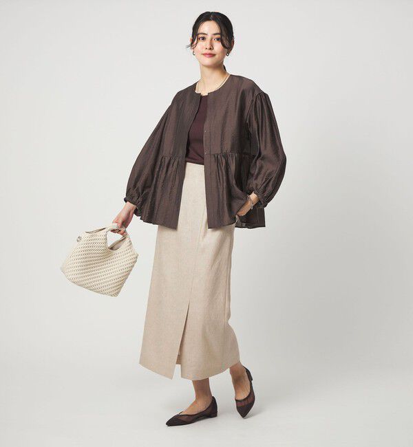 UNITED ARROWS green label relaxing「［size SHORTあり］リネンライク スリット タイト スカート」|タイト|