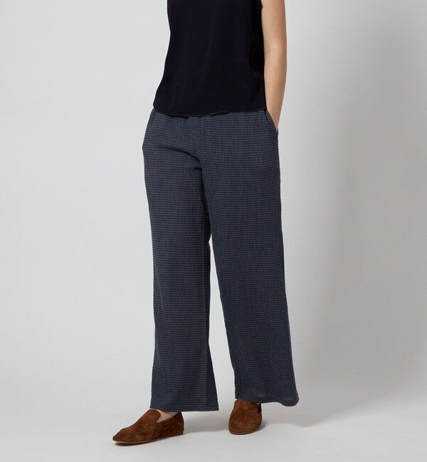 STEVEN ALAN「＜Steven Alan＞クレープ チェック イージーパンツ」|その他|NAVY