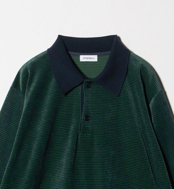 ATTISESSION「＜ATTISESSION＞ベロア ボーダー ポロシャツ」|ポロシャツ|