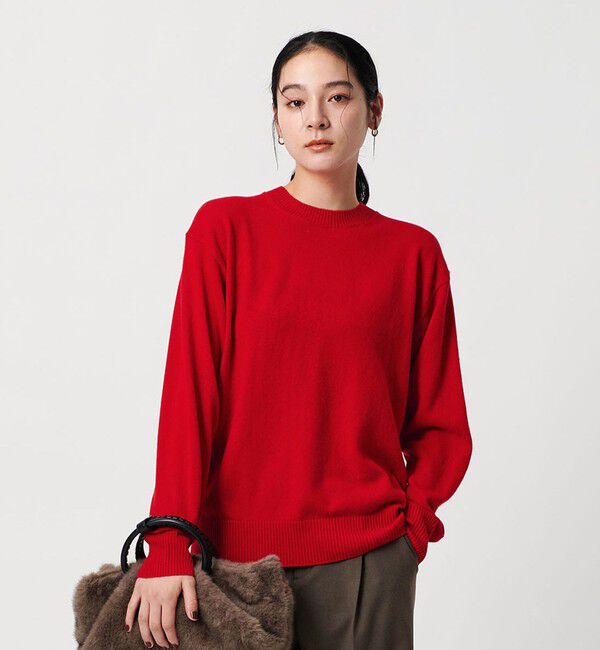 BEAUTY&YOUTH UNITED ARROWS「ウールカシミヤ天竺 クルーネック ニットプルオーバー ウォッシャブル」|ニット・セーター|RED