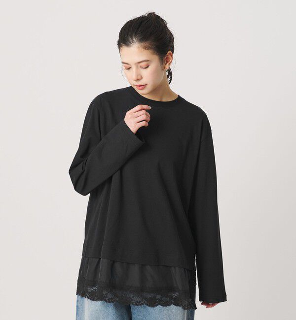 BEAUTY&YOUTH UNITED ARROWS「レースドッキング　ロングスリーブTシャツ」|Tシャツ・カットソー|