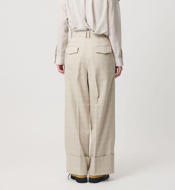 BEAUTY&YOUTH UNITED ARROWS「ポリエステルブレンド チェック ワイドヘムパンツ」|スラックス|