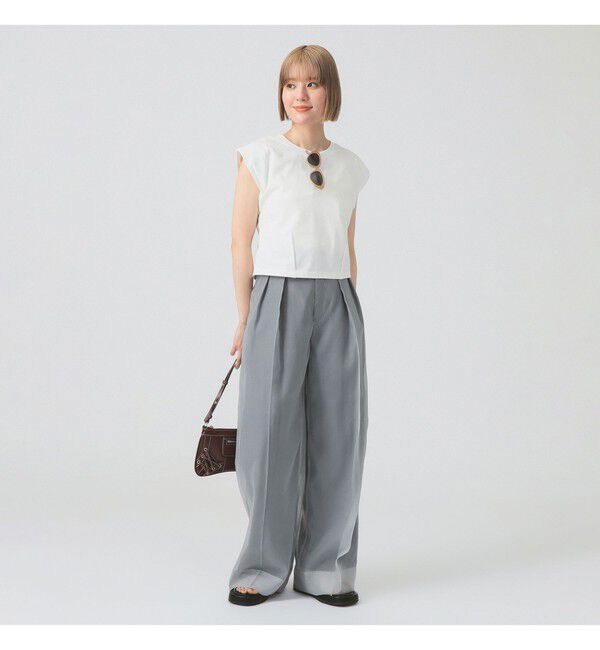 Ray BEAMS 「シアー レイヤード ワイド パンツ」|チノ|