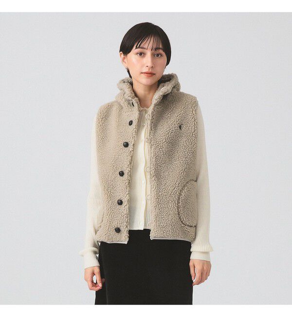 Ray BEAMS 「Gymphlex / フーデッド ボア ベスト」|ベスト・ジレ|14_TAUPE(NAVY)